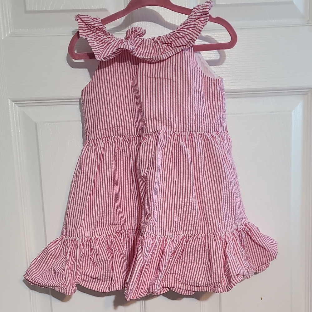 Ralph Lauren Pink Striped Ruffle Dress
